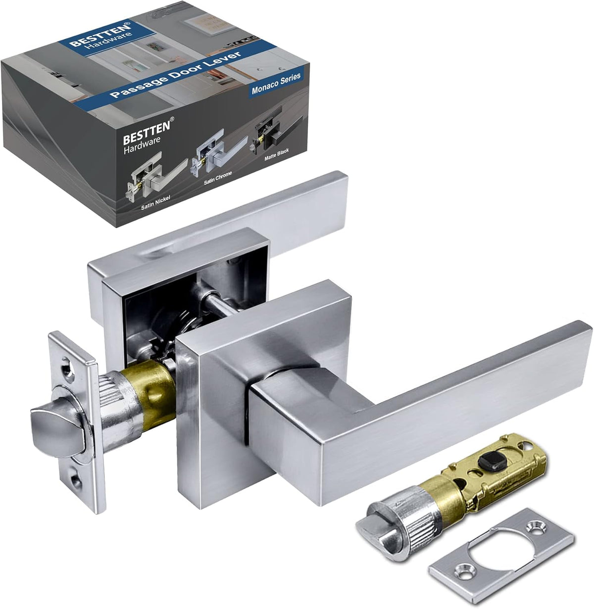 [5 Pack] Satin Chrome Non-Locking Door Lever Set L65775