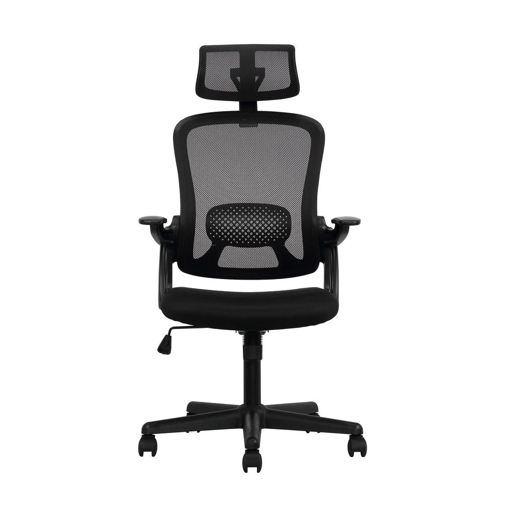 Black Fabric Ergonomic Office Chair with Adjustable Headrest R65079
