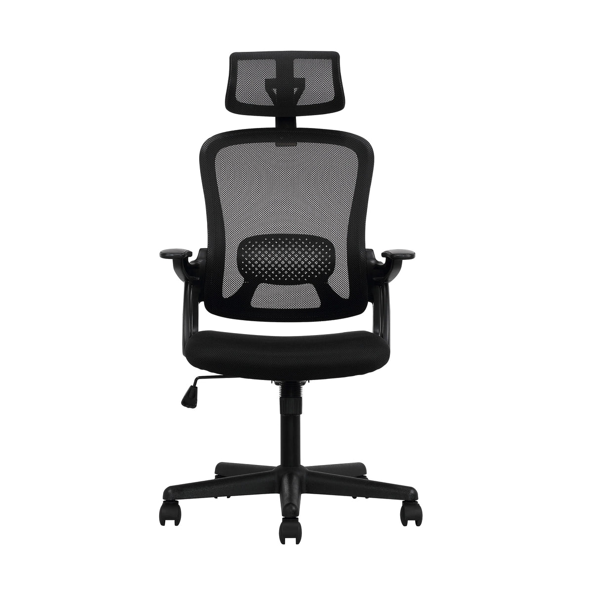 Black Fabric Ergonomic Office Chair with Adjustable Headrest R65079