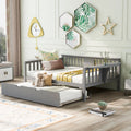 Grey Full Size Wood Bed Frame with Casters W24379