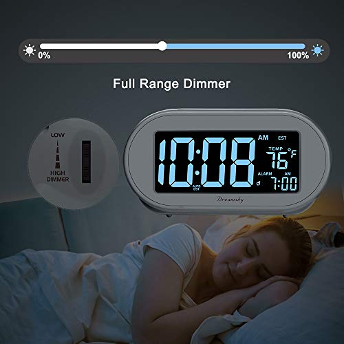 Auto Set Digital Desk Clock with Dimmable Brightness Dimmer, USB Port, Date, Temperature, Snooze K17034