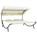 Outdoor Bed with Canopy and Pillows Cream White C6980