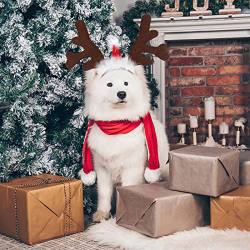 Dog Christmas Antler Headband with Santa Hat X130034