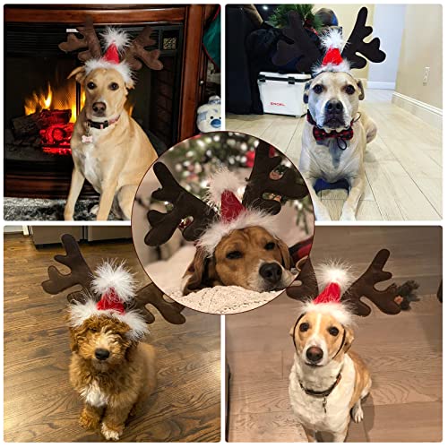 Dog Christmas Antler Headband with Santa Hat X130034