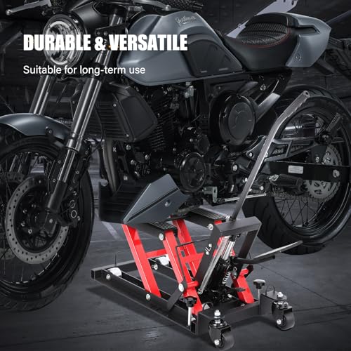 Heavy Duty Motorcycle Lift with Foot Pedal & 4 Locking Wheels R30668