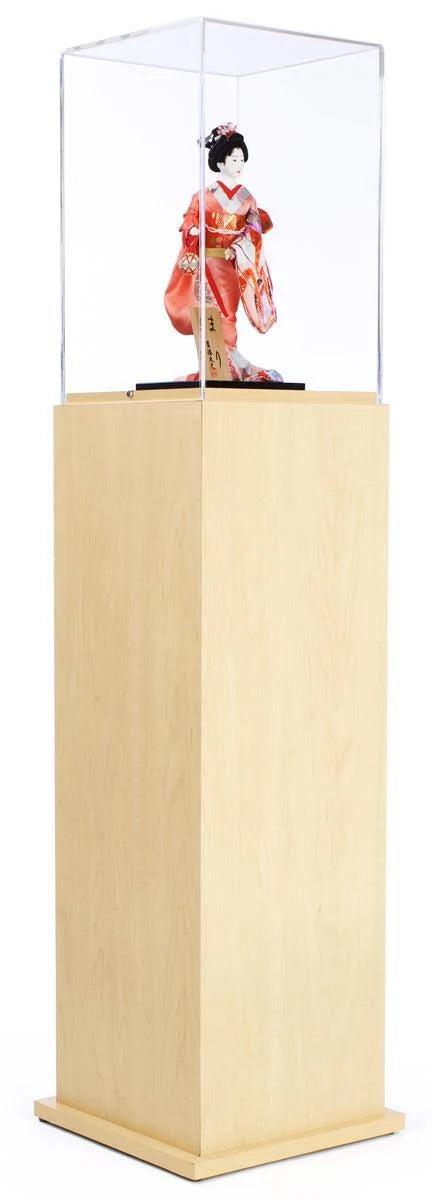 Brown 52.5 inch Tall Display Pedestal and Acrylic Case L5060