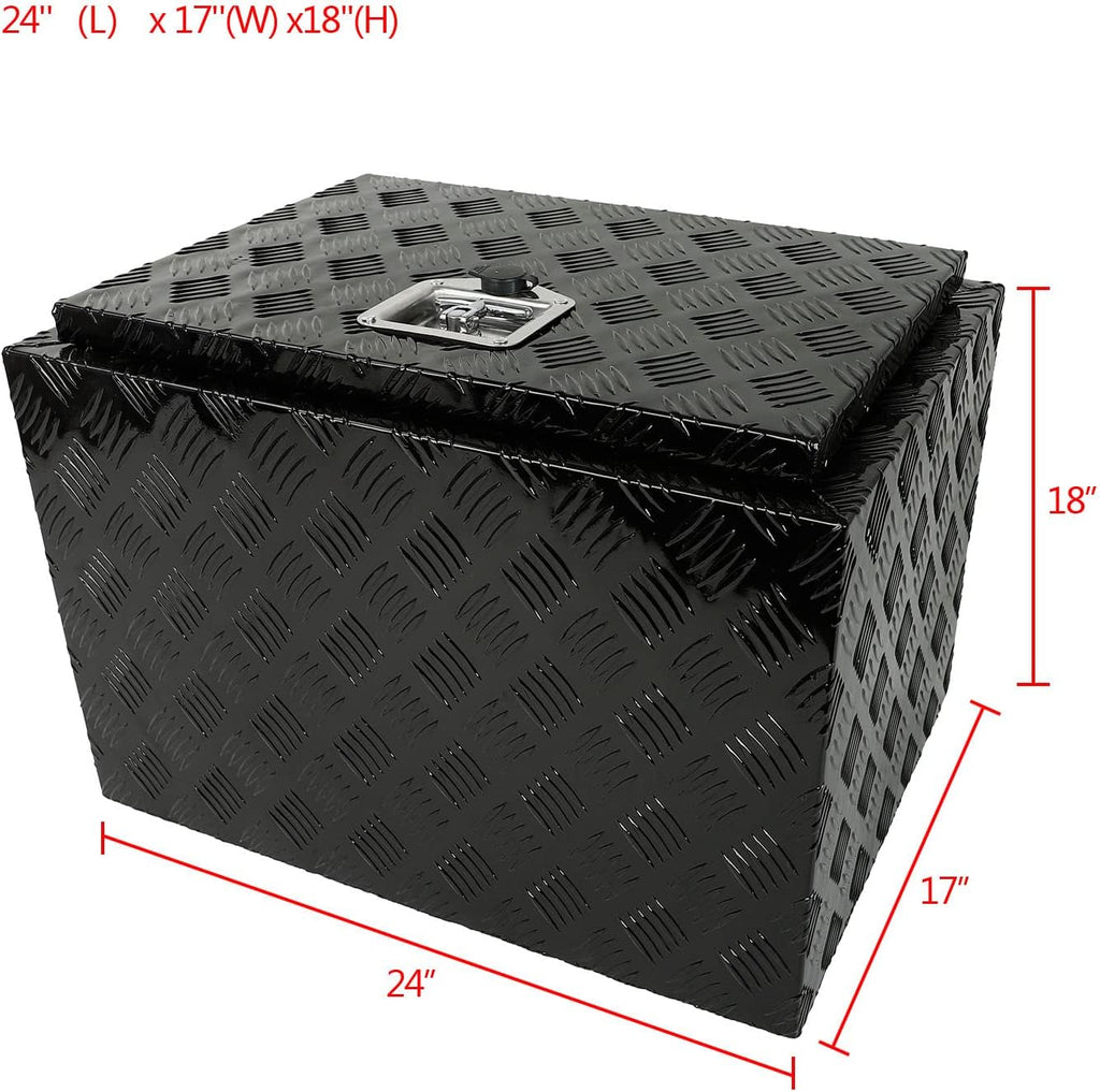Truck Bed Tool Box with Lock Latch, 24 X 17 X 18 Inch Aluminum Black E595