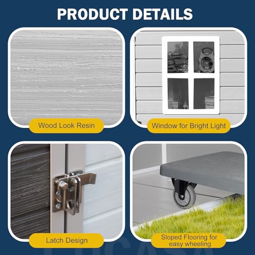 Dove Grey Resin Outdoor Storage Shed W41180