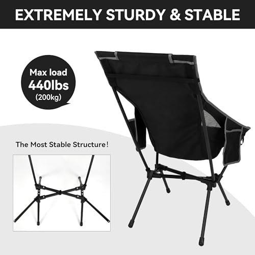 Portable High Back Camping Chair 440 lbs Green V8131