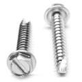 #4-24 x 1/4 Thread Cutting Screw Slotted Hex Washer Head Type 25 Low Carbon Steel Zinc Plated M973149