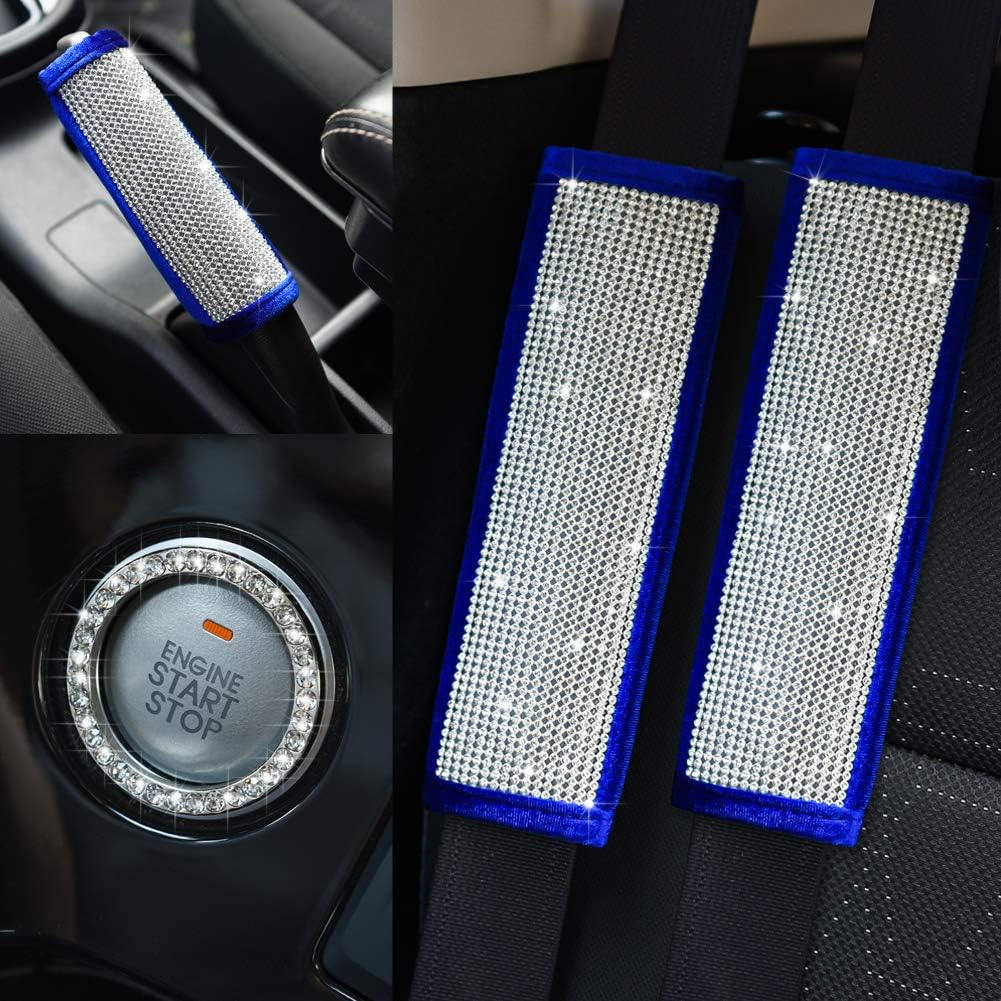 Soft Velvet Seat Belt Shoulder Pads with Rhinestones 4 Pack Set G813018