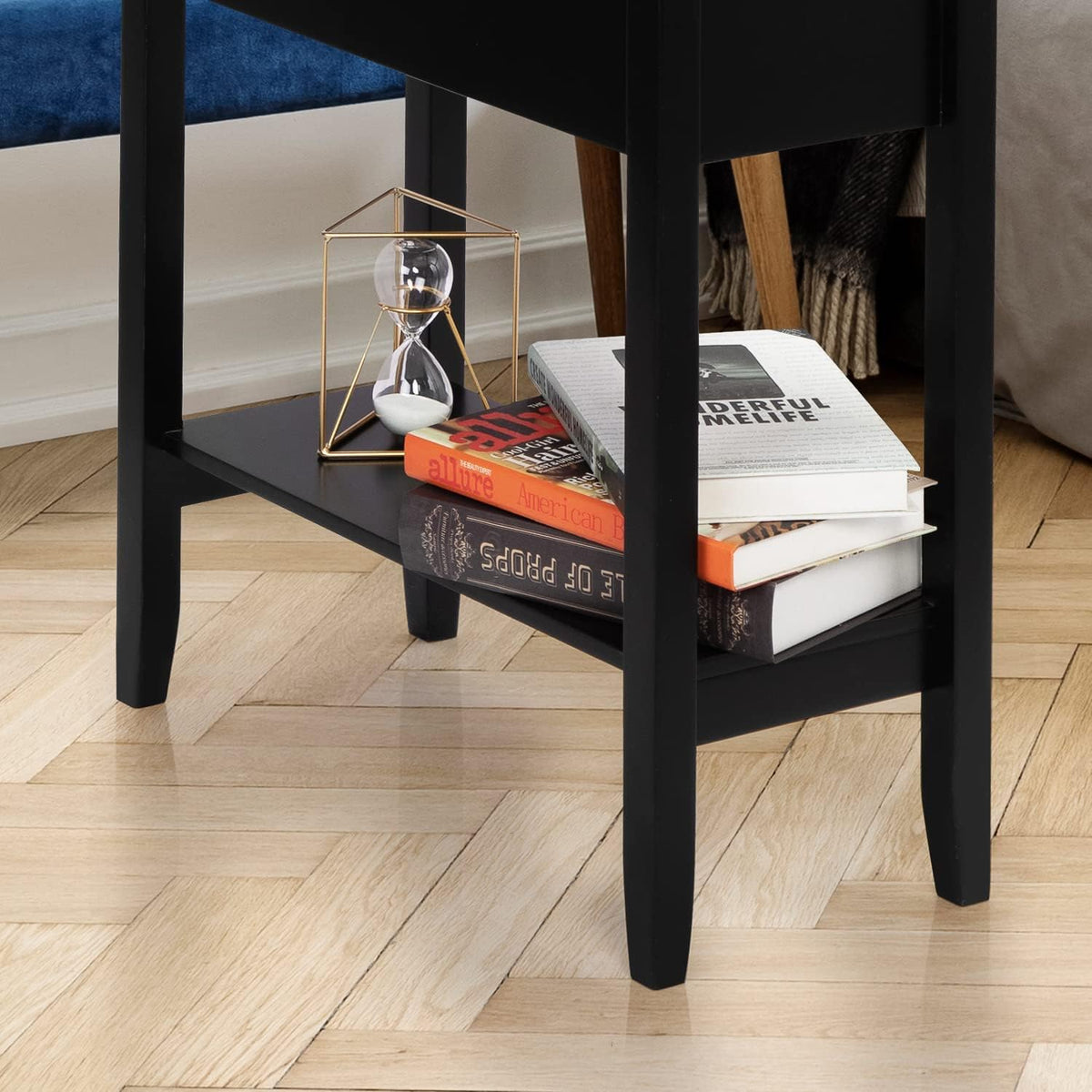 Black Flip Top End Table with Hidden Storage N1162