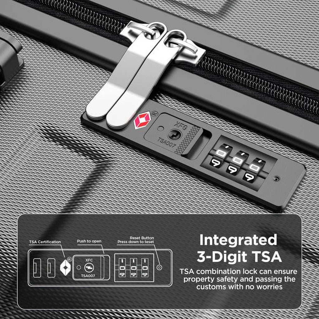 5 Piece Hardside Luggage Suitcase Set with 360° Double Spinner Wheels Integrated TSA Lock ABS Hardshell W896781