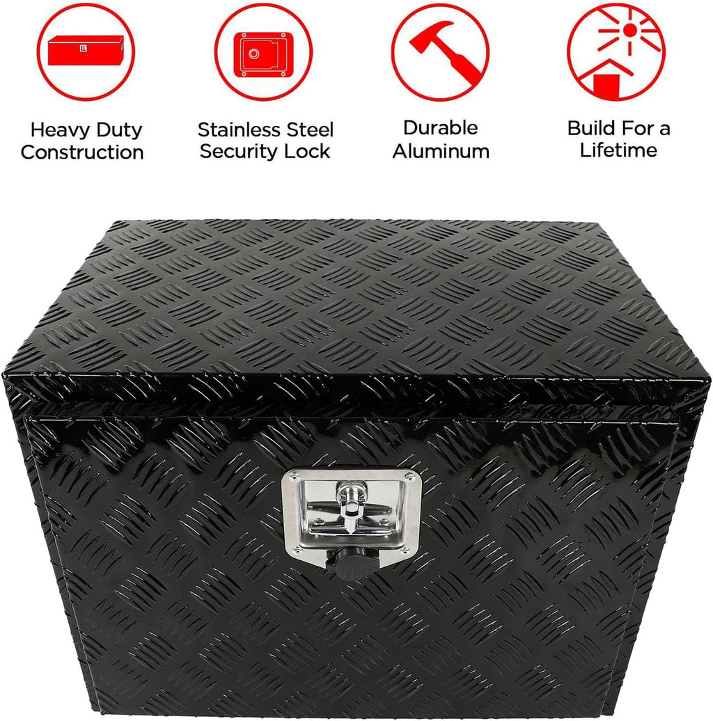 Truck Bed Tool Box with Lock Latch, 24 X 17 X 18 Inch Aluminum Black E595