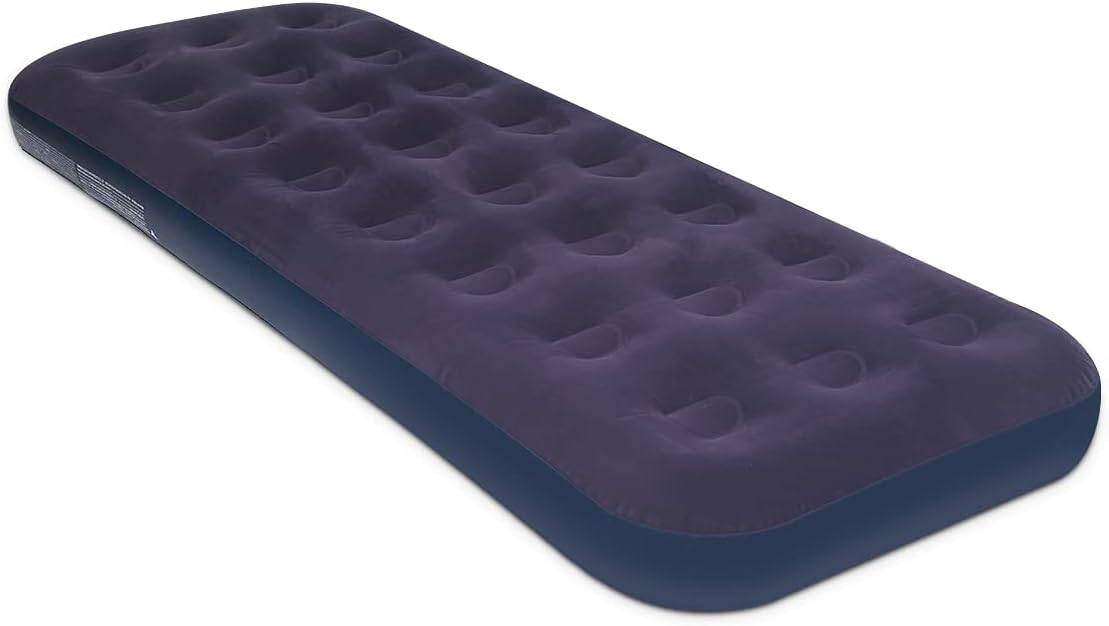 Blue Blow Up Air Mattress with Flocked Top E6877