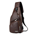 Waterproof Leather Crossbody Sling Bag with USB Charging G547823