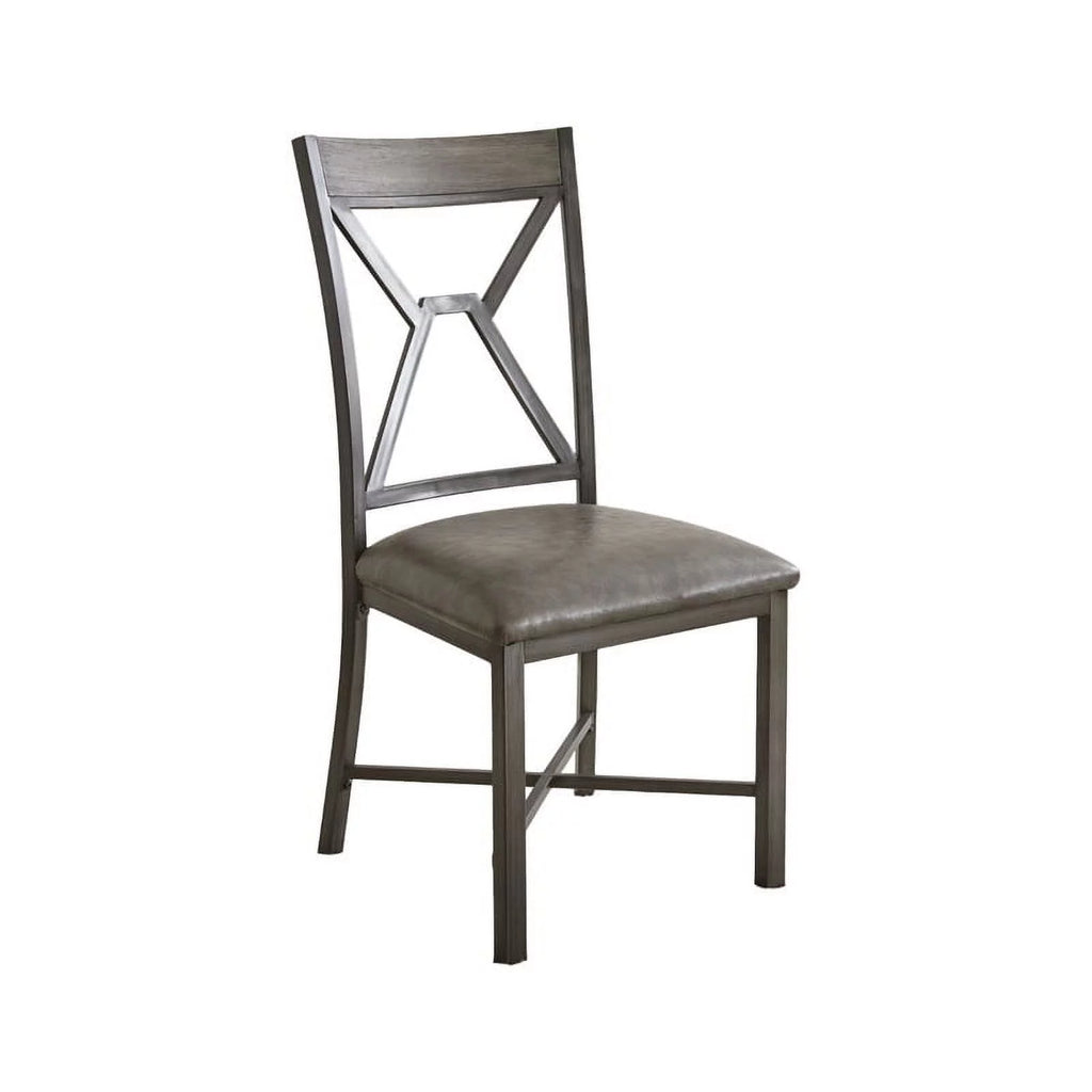 Gray Faux Leather Dining Side Chair S6215