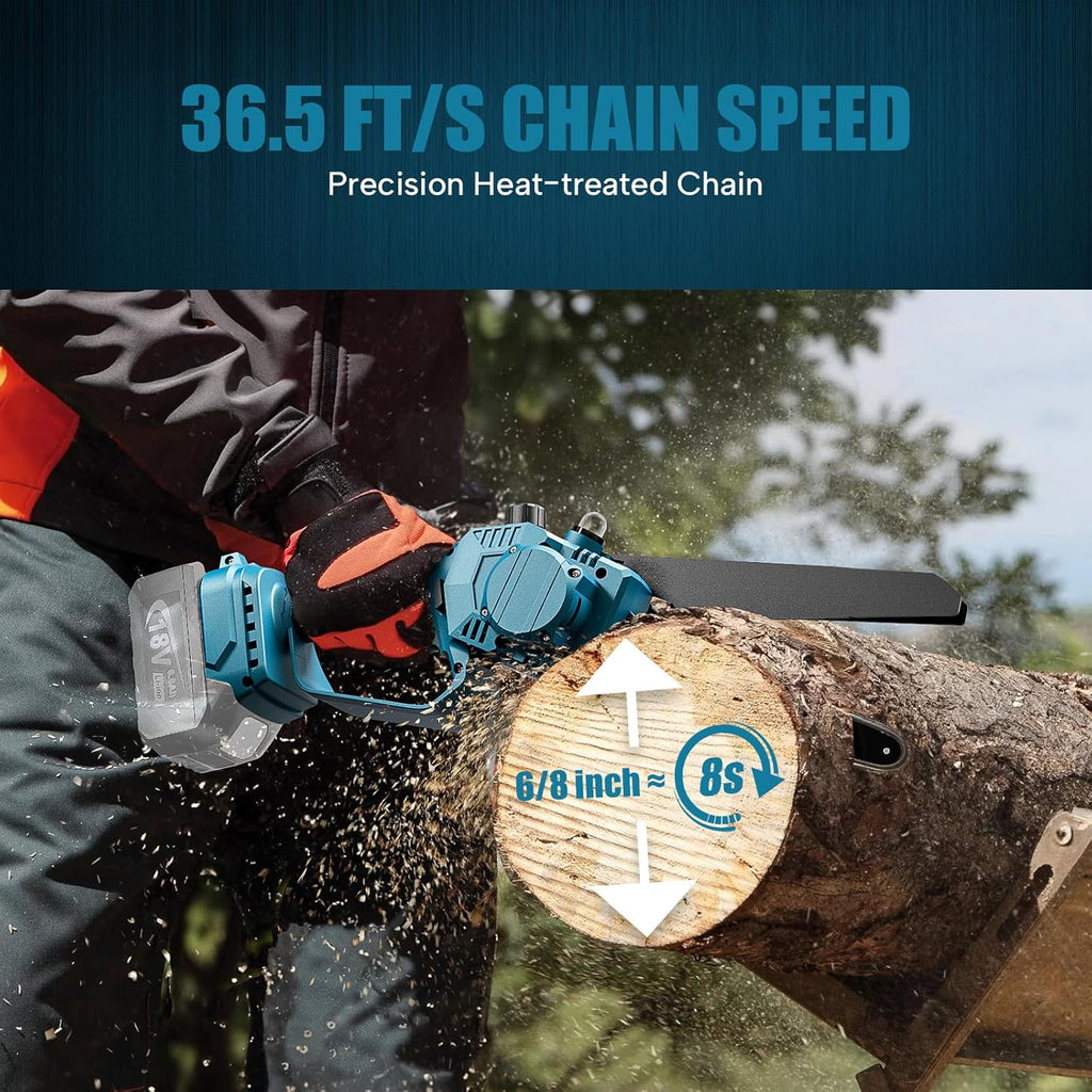 Mini Chainsaw Cordless 6 Inch & 8 Inch Brushless Handheld Chain Saw with Oiler Electric Chainsaw C494079