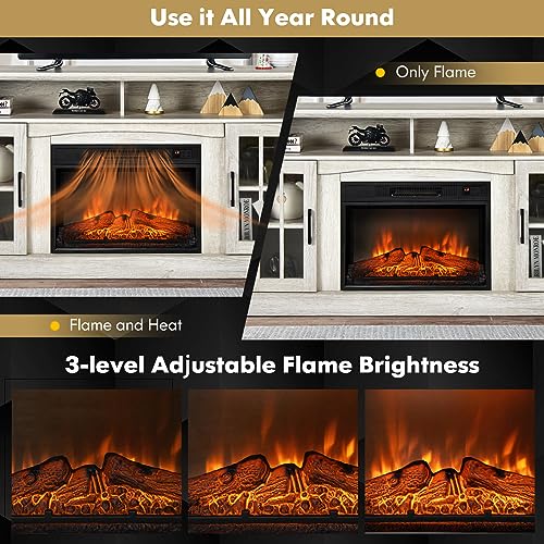 Grey Electric Fireplace TV Stand J38456