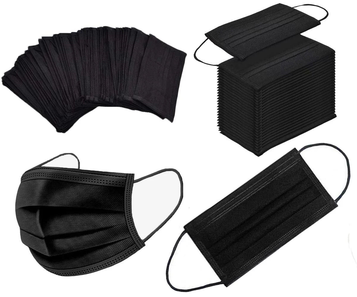 2000 Pack Black 3 Ply Disposable Face Masks F544901
