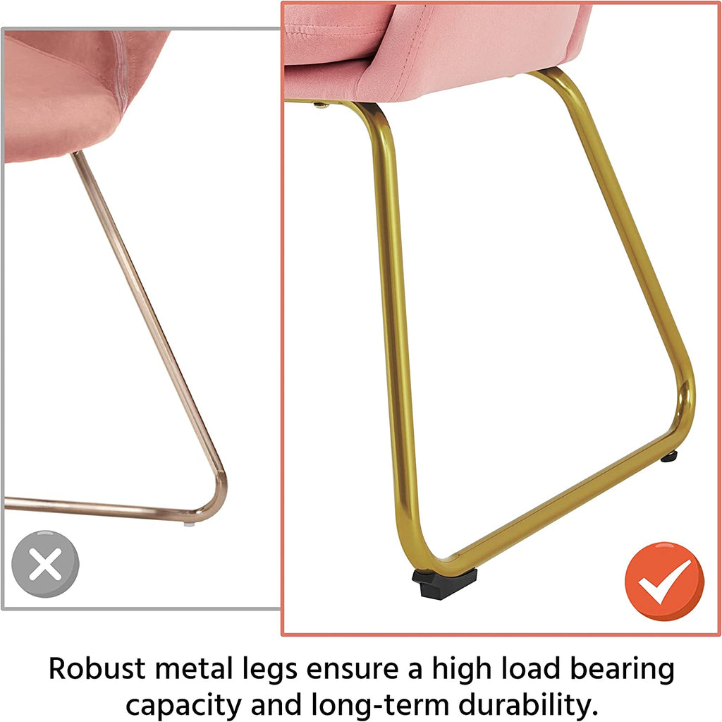 Flower Velvet Barrel Accent Chair with Golden Metal Legs, 2 Pieces I25669