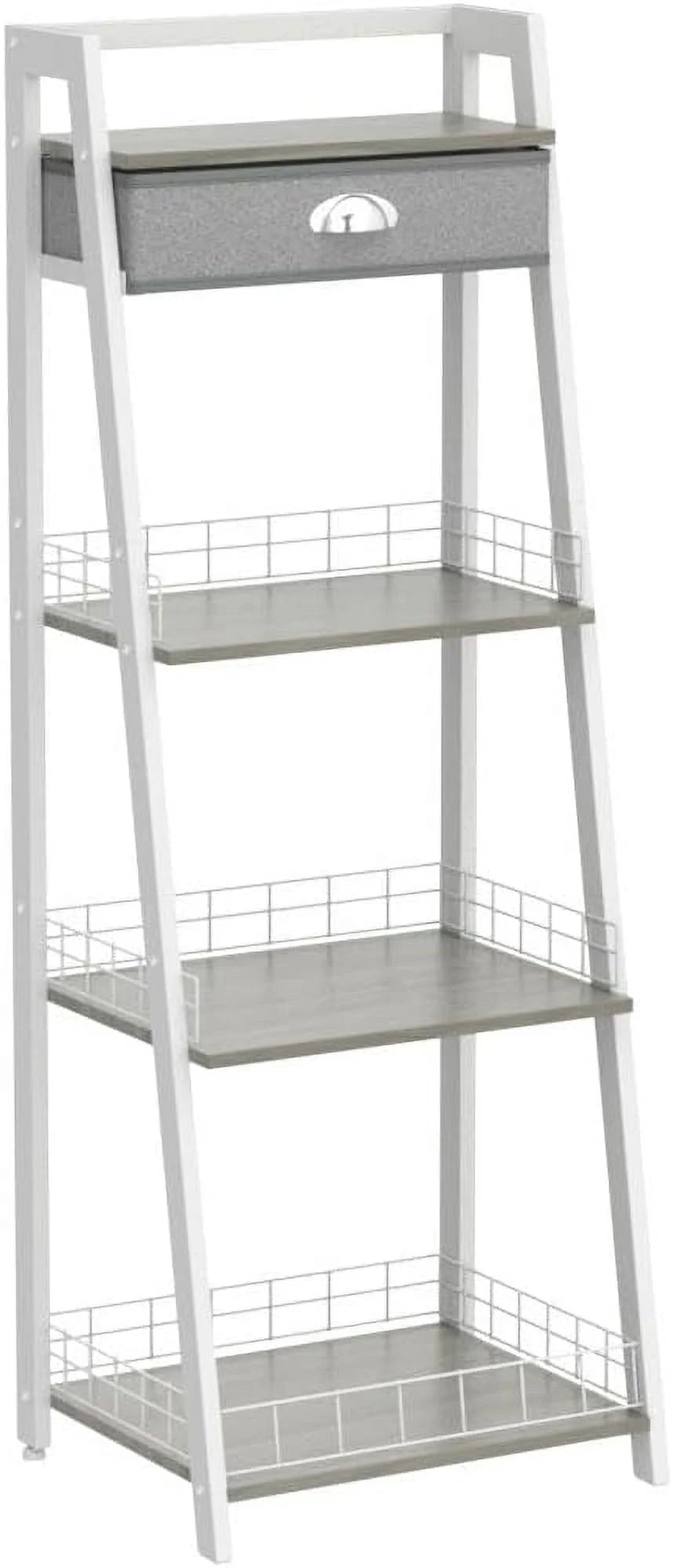 White 4 Tier Ladder Shelf with Drawer R527103