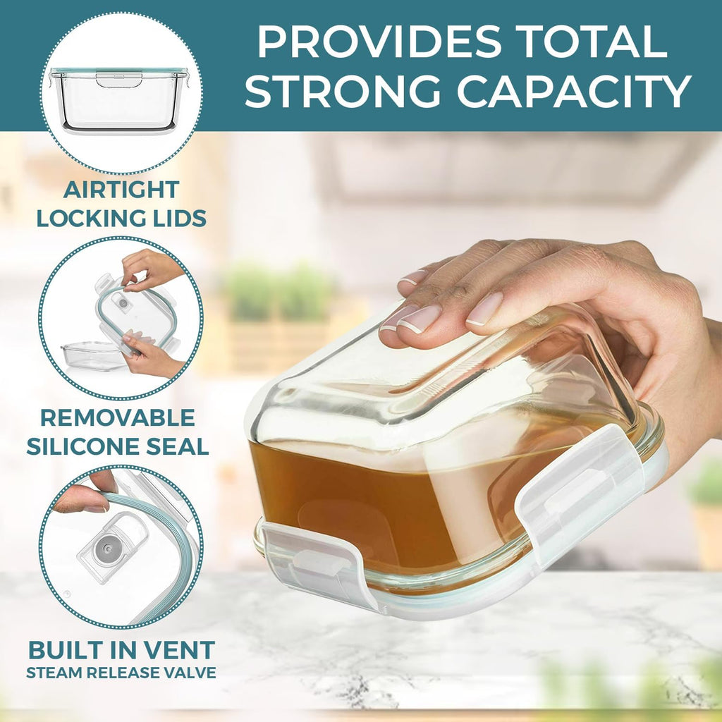 24 Pc Airtight Glass Food Storage Containers with Lids I947