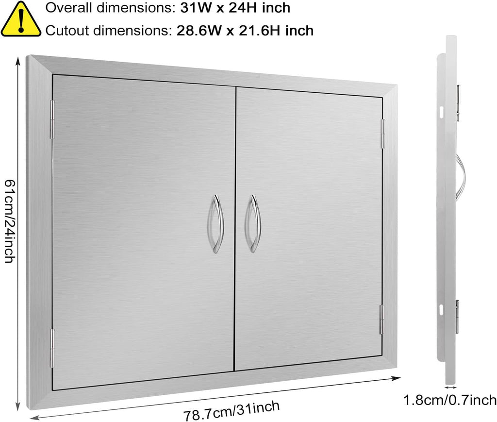 Stainless Steel Double Wall Outdoor Kitchen Doors 31W x 24H Inch C422104