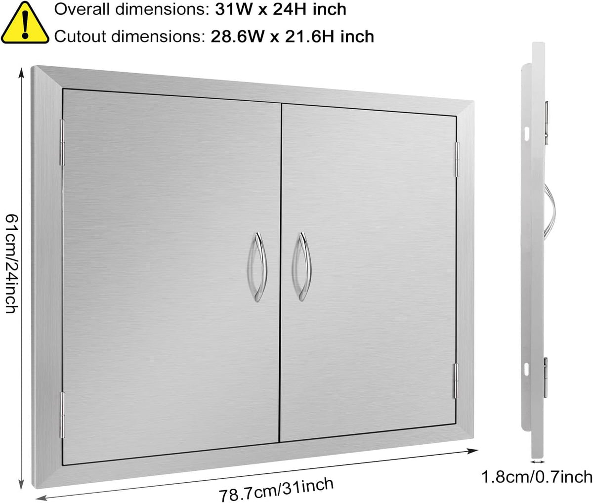 Stainless Steel Double Wall Outdoor Kitchen Doors 31W x 24H Inch C422104