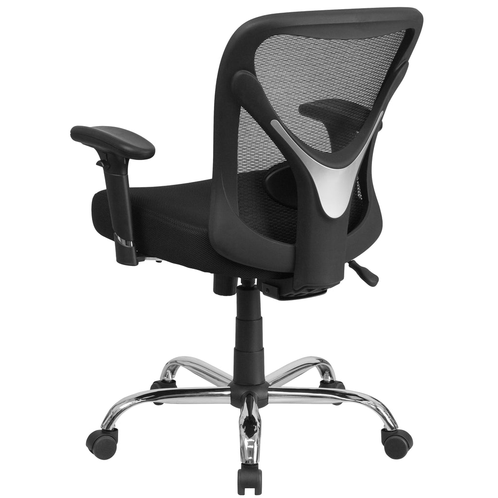 Black Mesh Ergonomic Task Office Chair with Adjustable Back and Arms N2654