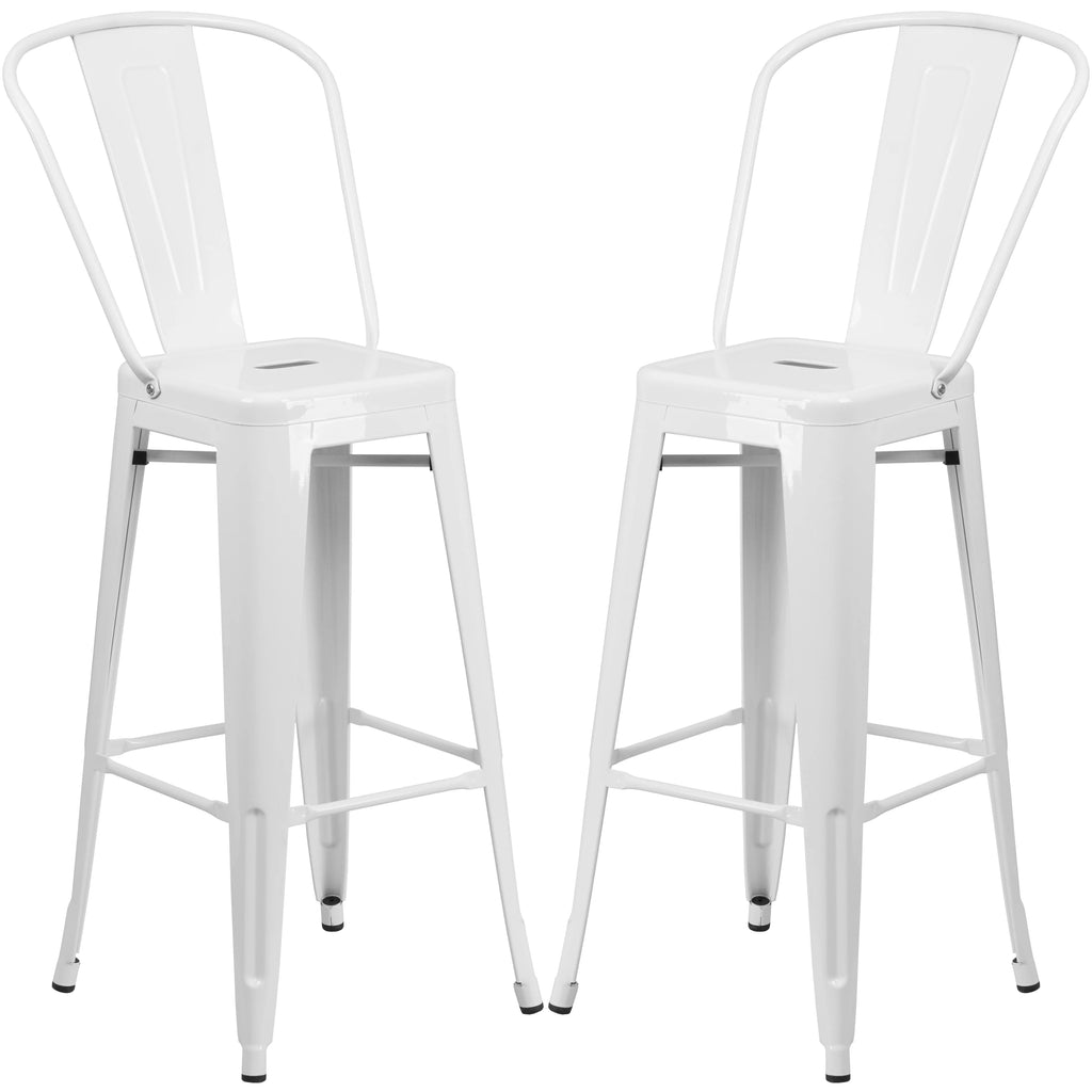 White Metal Barstool 2 Stools G105795