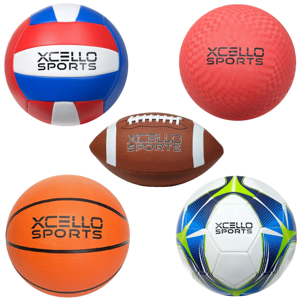 5 Ball Assortment with Ball Pump and Carry Bag I646