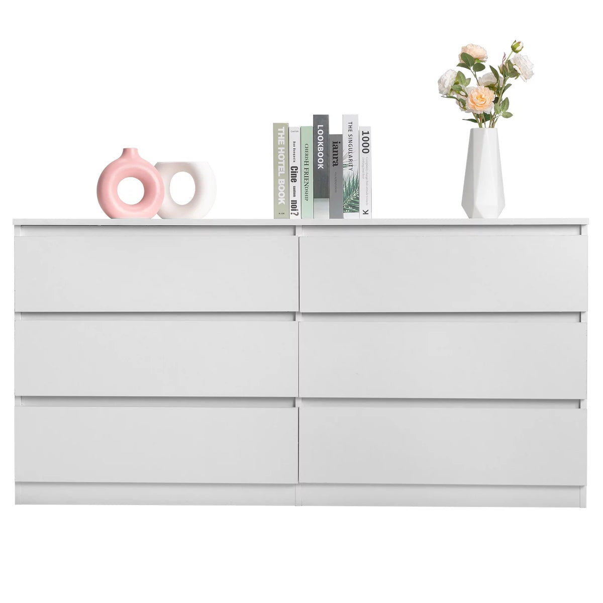 White 6 Drawer Double Dresser F937