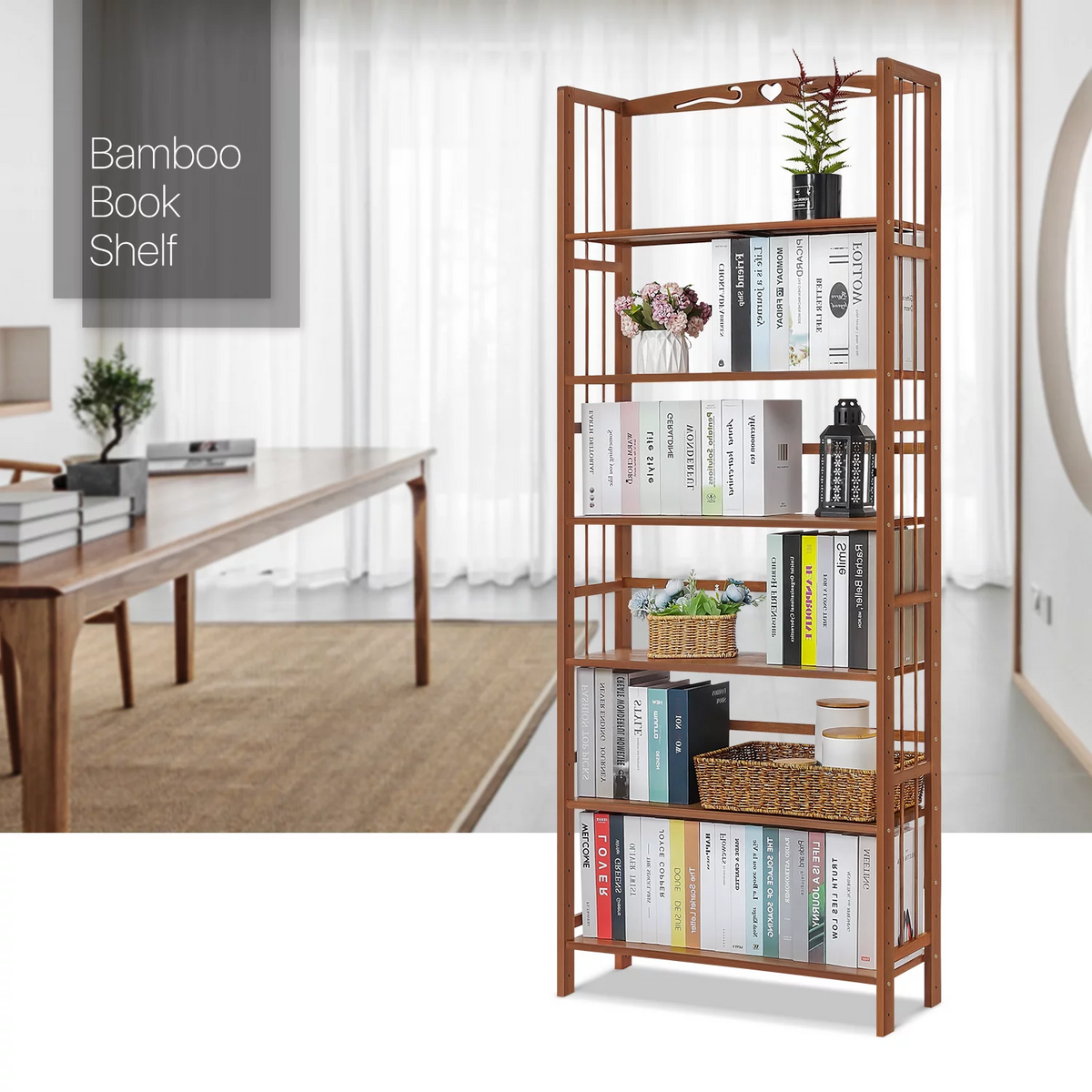 Bamboo 6 Tiers Open Bookshelf Y448