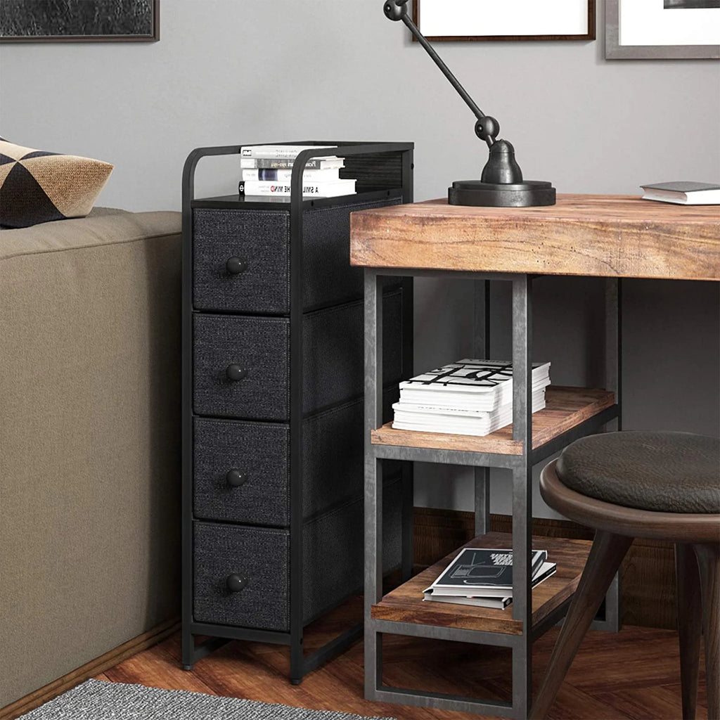 Black Grey 4 Drawer Narrow Dresser V713146