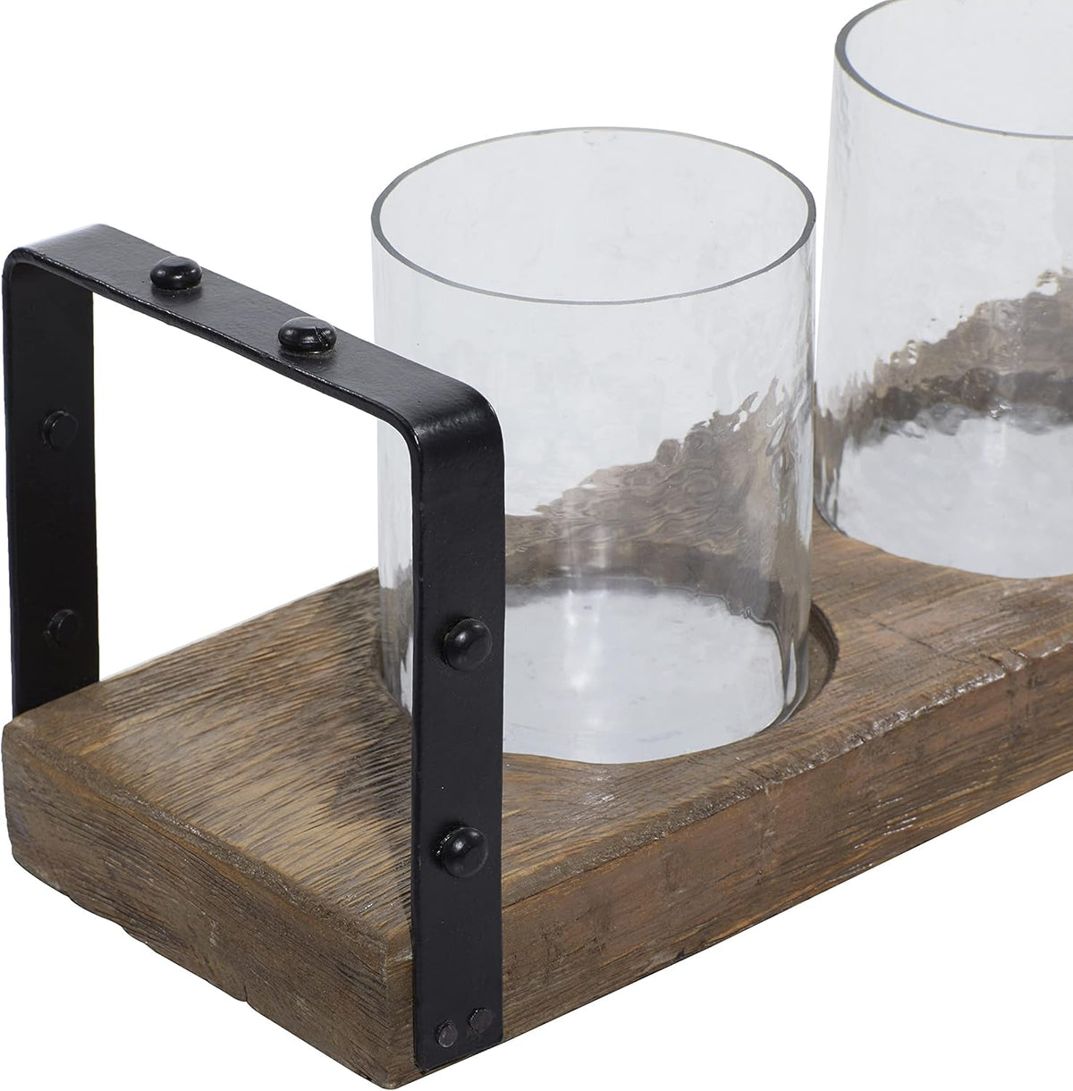 Wood Metal Glass Candle Holder 28 by 5-Inch B1339