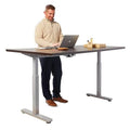 Height Adjustable Table American Espresso Top Silver Base Q36553