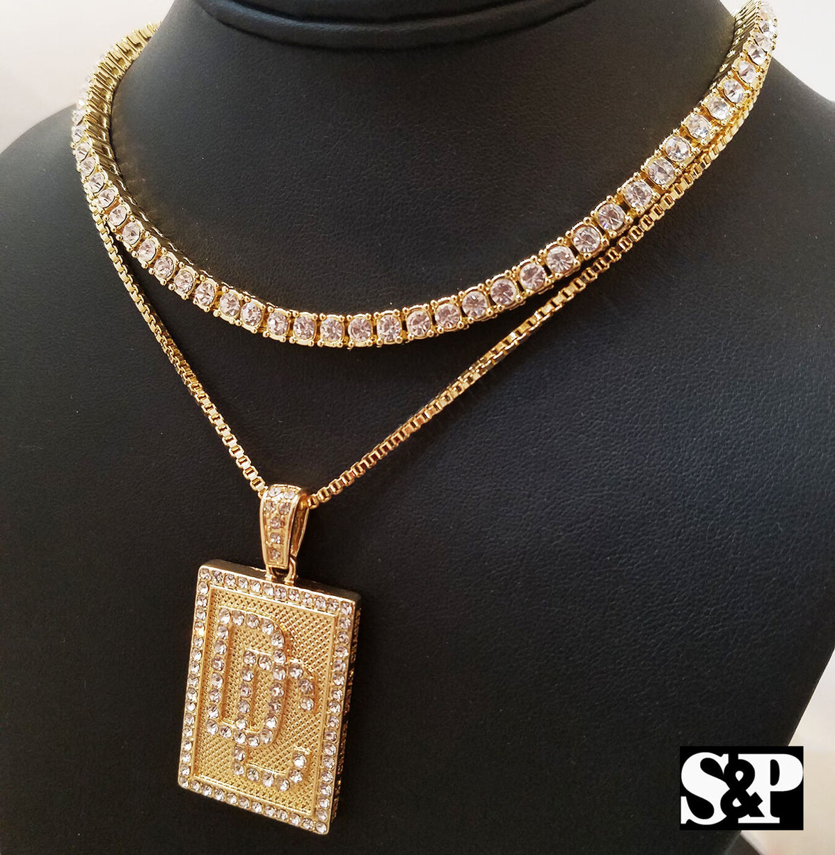 Choker 16" 1 Row Diamond Tennis Chain & Necklace Set I834