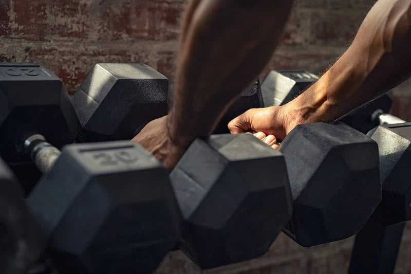 Rubber Encased Hex Dumbbell, 35LBs, Single F732963