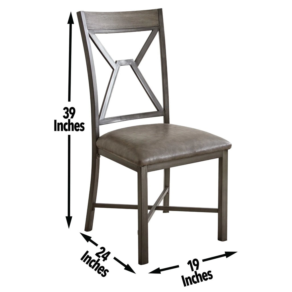 Gray Faux Leather Dining Side Chair S6215