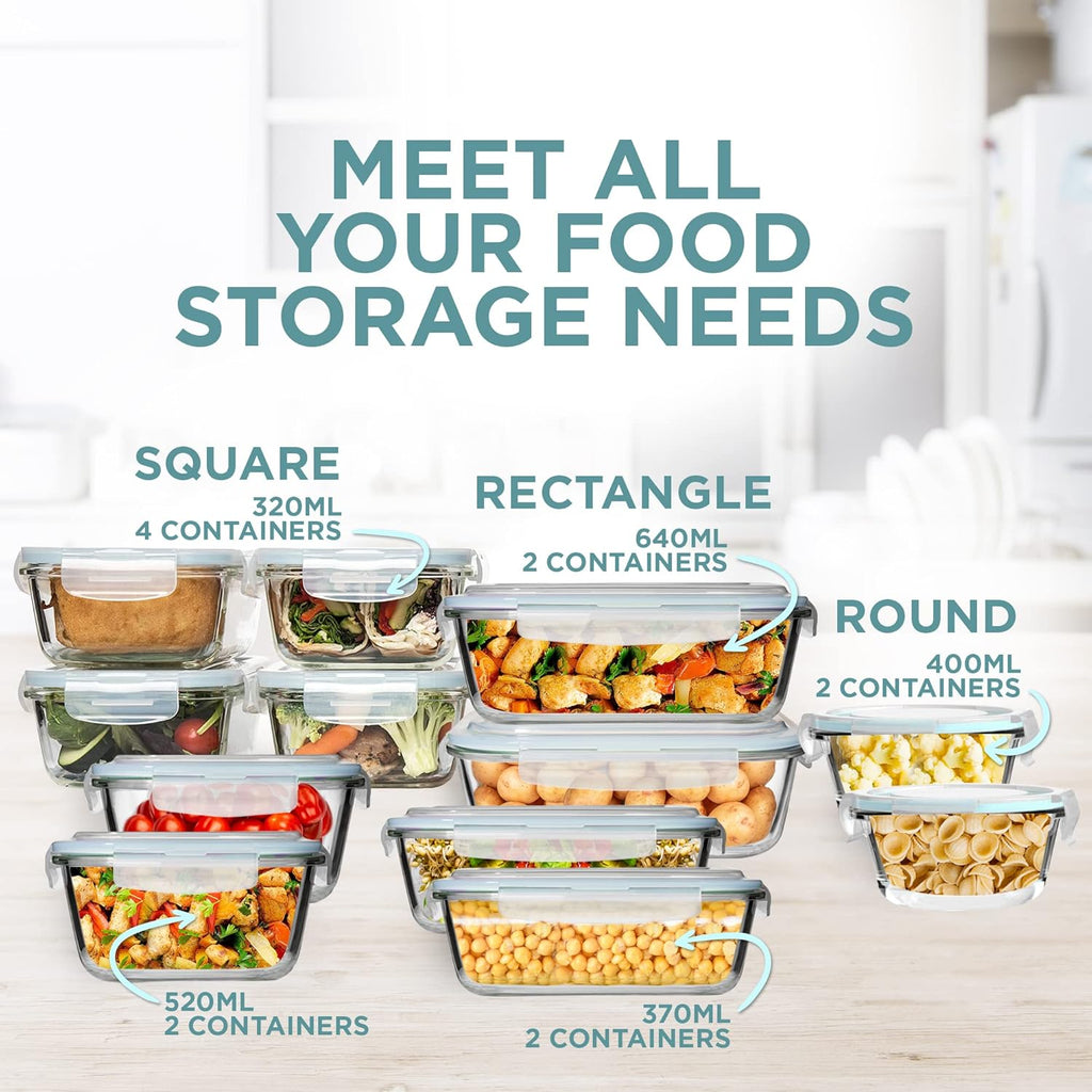 24 Pc Airtight Glass Food Storage Containers with Lids I947