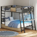Twin Over Twin Metal Bunk Bed with Desk and Storage Drawers T6051