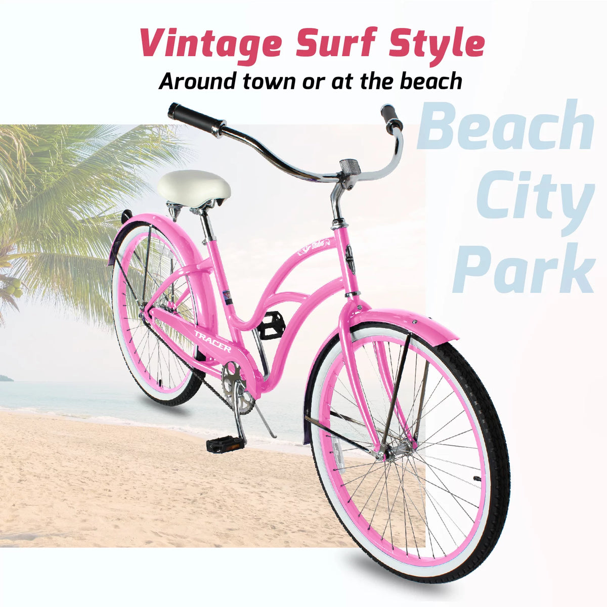26 Inch Single Speed Beach Cruiser Bike with Fenders E936070