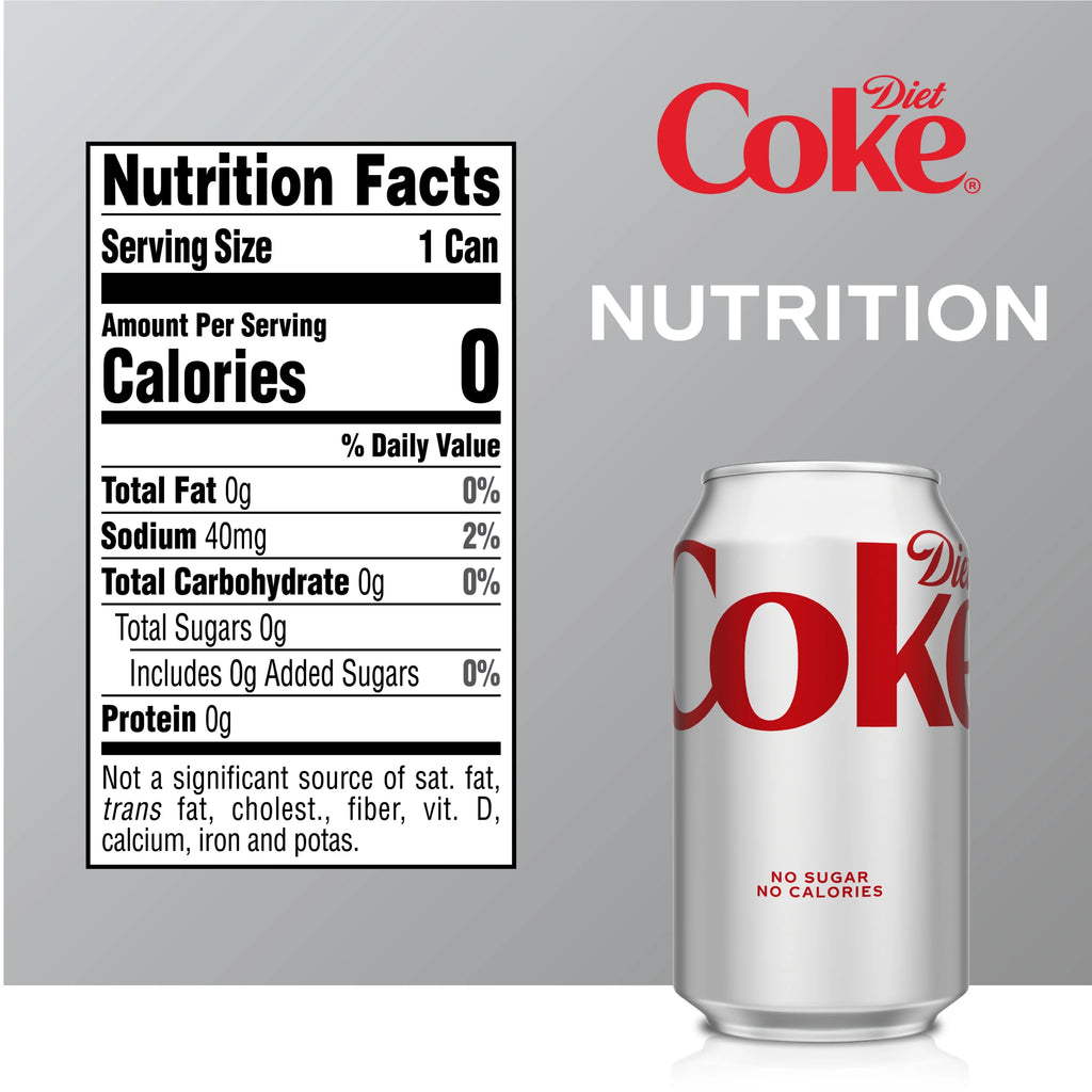 20 Pack Diet Coke Soda Soft Drink, 12 fl oz W3992