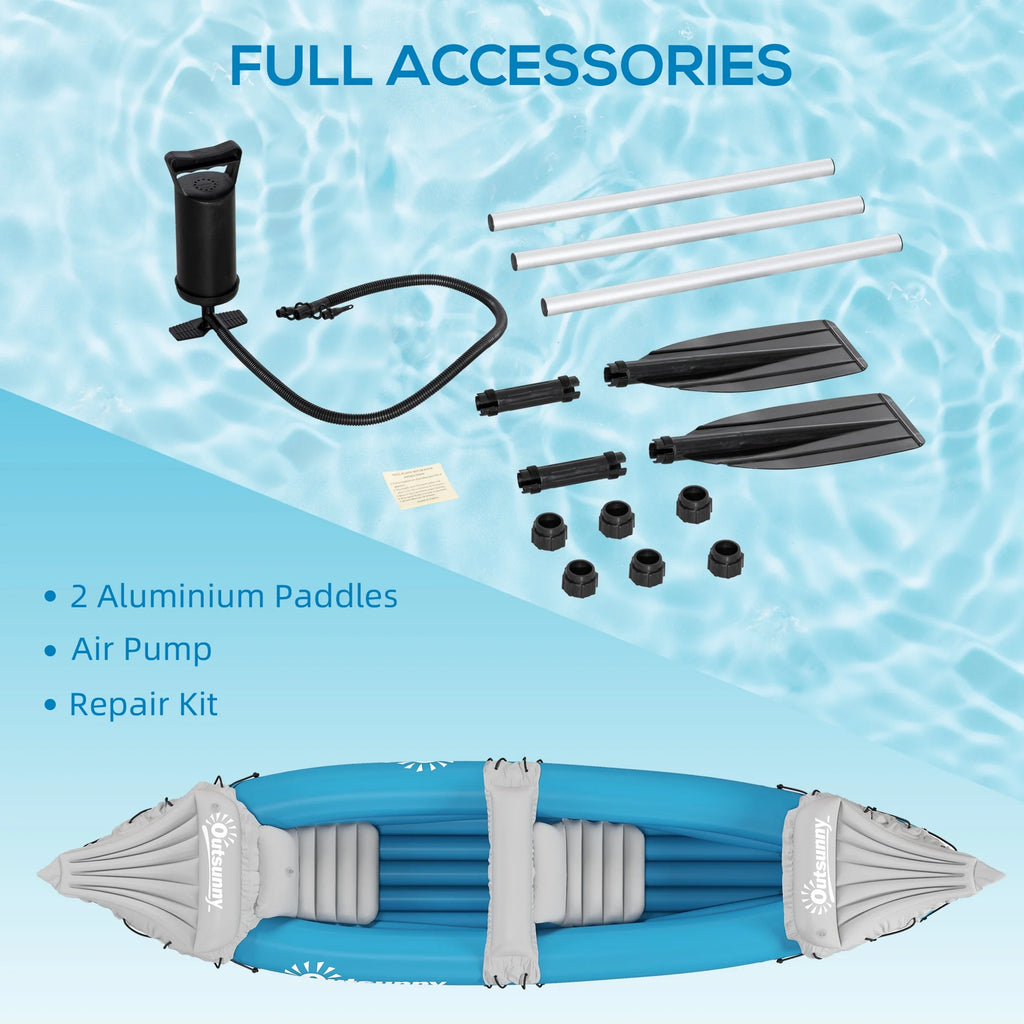 Blue 2 Person Inflatable Kayak with Aluminum Paddles and Repair Kit P1760