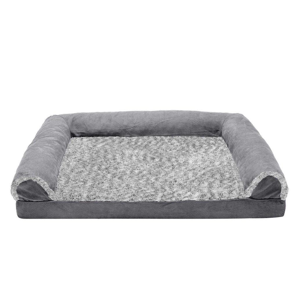 Two-Tone Faux Fur Suede Orthopedic Sofa Dog Bed O940628