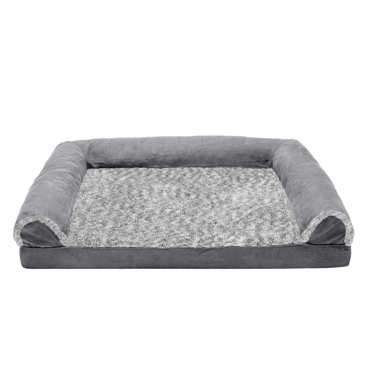 Two-Tone Faux Fur Suede Orthopedic Sofa Dog Bed O940628