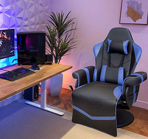 Black Pu Leather Ergonomic Reclining Gaming Sofa Chair with Footrest A718