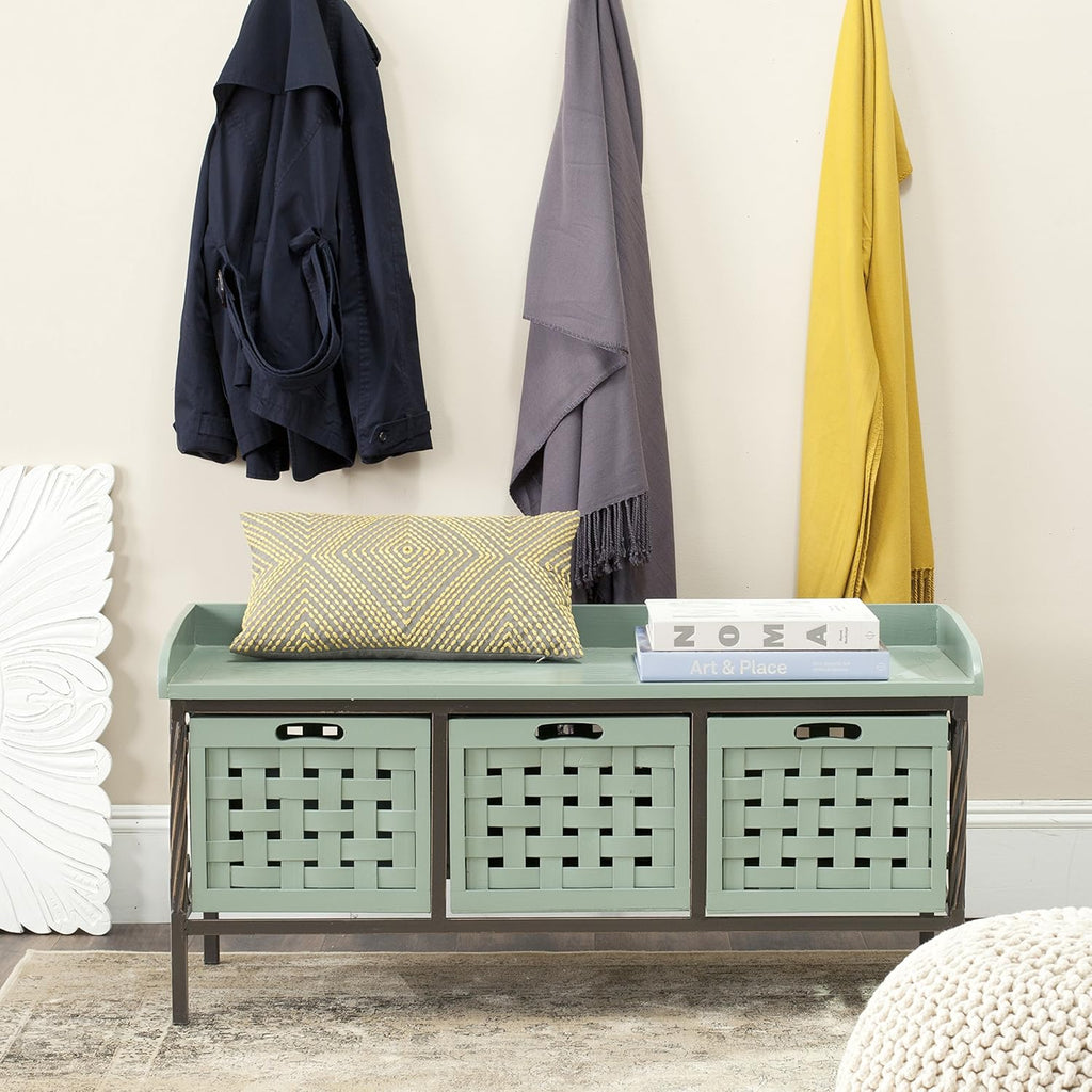 Brown Wooden Storage Bench T5691