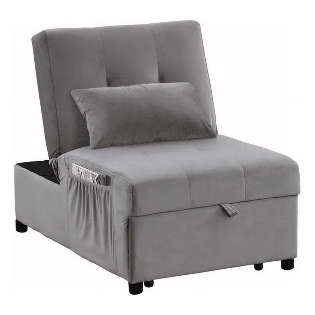 Velvet Adjustable Sleeper Lounge Chaise in Gray G442
